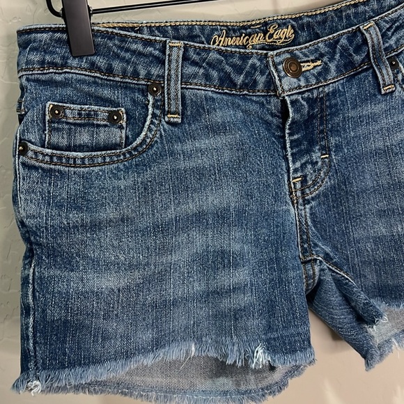 American Eagle Jean Short Skinny Stretch Cutoff Vintage Y2K Fray Cuff Distressed - Picture 2 of 12